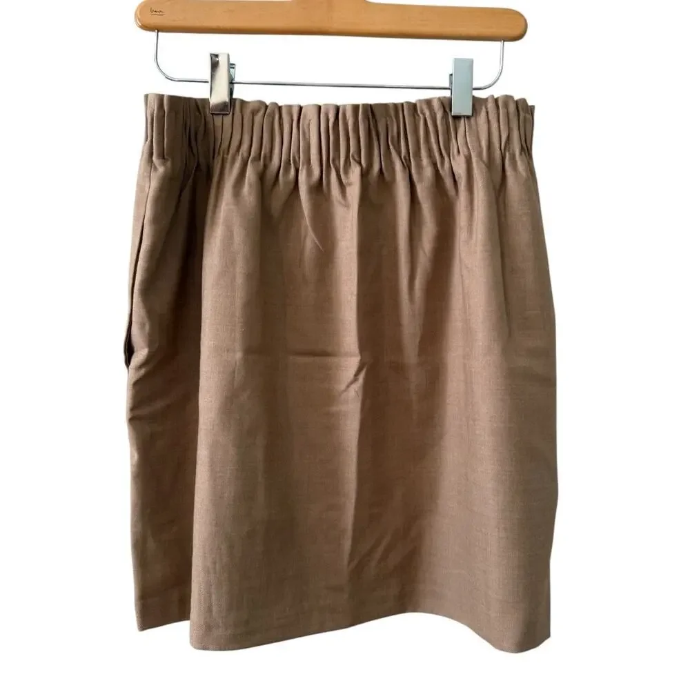 J Crew Paperbag Waist Wool Mini Skirt Tan 6